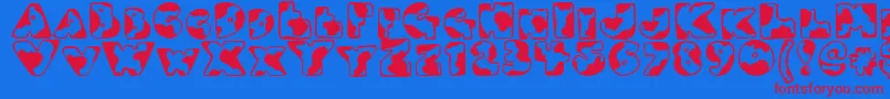 Djmoo Font – Red Fonts on Blue Background