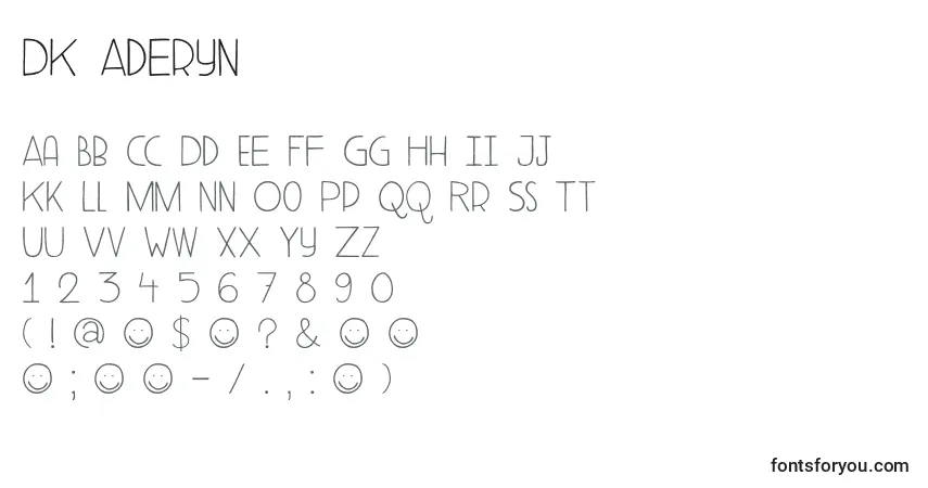 Schriftart DK Aderyn – Alphabet, Zahlen, spezielle Symbole