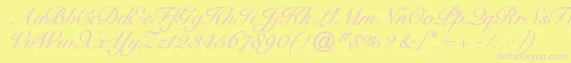 Cygnetround-Schriftart – Rosa Schriften auf gelbem Hintergrund