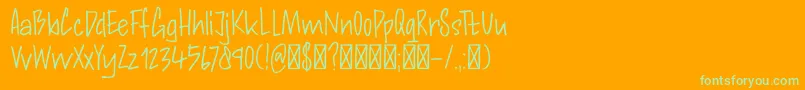 DK Andorra Script Font – Green Fonts on Orange Background
