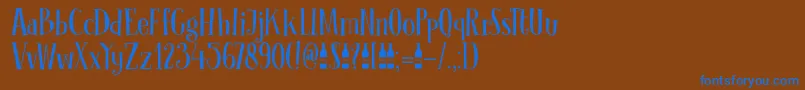 DK Clochard-Schriftart – Blaue Schriften auf braunem Hintergrund