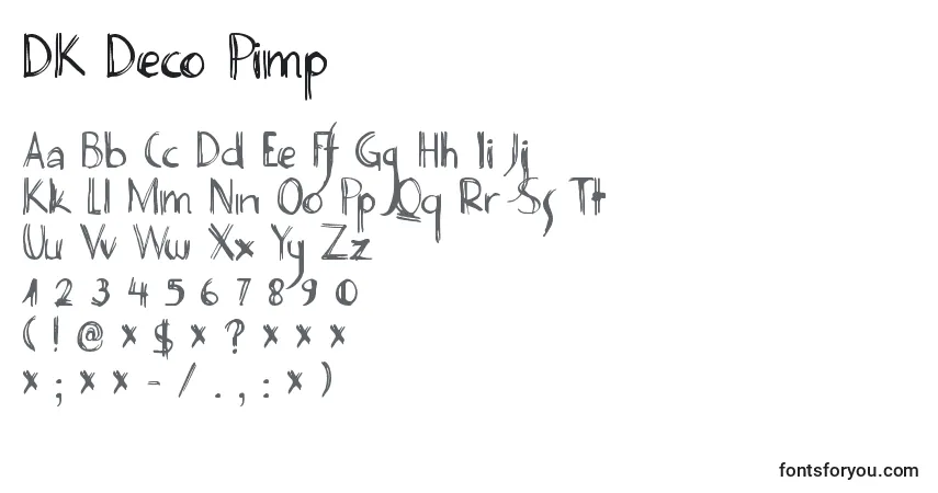 Шрифт DK Deco Pimp – алфавит, цифры, специальные символы