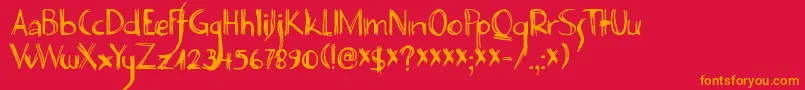 DK Deco Pimp Font – Orange Fonts on Red Background