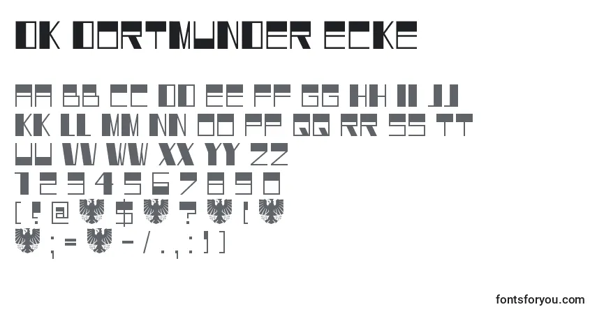 Czcionka DK Dortmunder Ecke – alfabet, cyfry, specjalne znaki