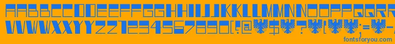 Czcionka DK Dortmunder Ecke – niebieskie czcionki na pomarańczowym tle