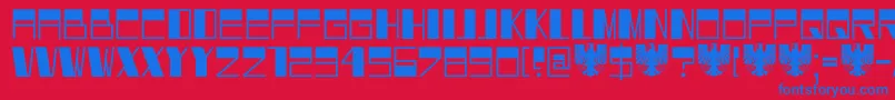 フォントDK Dortmunder Ecke – 赤い背景に青い文字