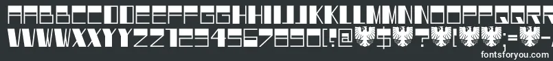 DK Dortmunder Ecke-fontti – valkoiset fontit mustalla taustalla