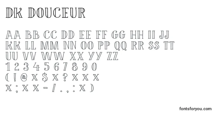 Schriftart DK Douceur – Alphabet, Zahlen, spezielle Symbole