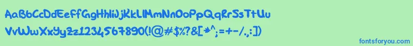 DK Hand Font – Blue Fonts on Green Background