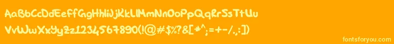 Weitere Informationen zur DK Hand-Schriftart DK Hand-Schriftart – Gelbe Schriften auf orangefarbenem Hintergrund