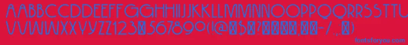 DK Hokitika-Schriftart – Blaue Schriften auf rotem Hintergrund