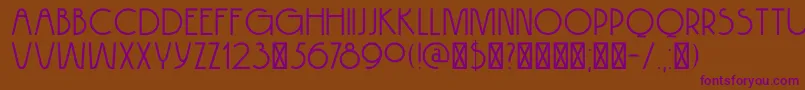 DK Hokitika-Schriftart – Violette Schriften auf braunem Hintergrund