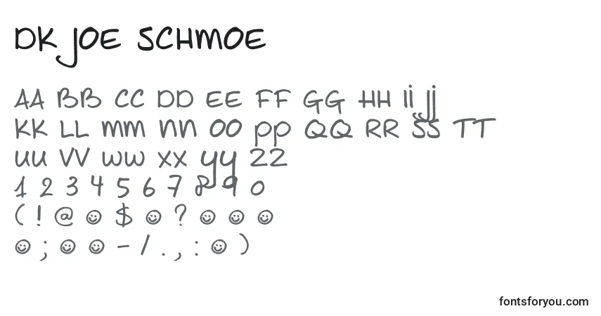 Czcionka DK Joe Schmoe – alfabet, cyfry, specjalne znaki