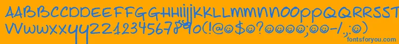 DK Joe Schmoe Font – Blue Fonts on Orange Background