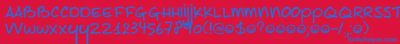 フォントDK Joe Schmoe – 赤い背景に青い文字