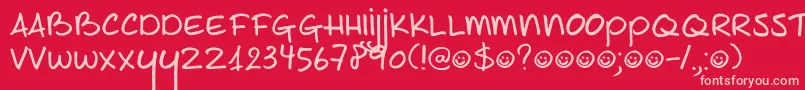 DK Joe Schmoe-fontti – vaaleanpunaiset fontit punaisella taustalla