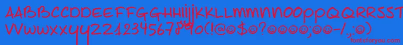 DK Joe Schmoe Font – Red Fonts on Blue Background