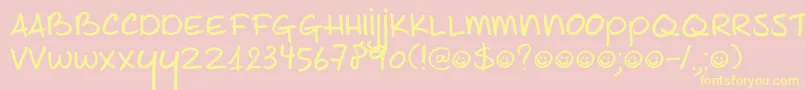 DK Joe Schmoe-Schriftart – Gelbe Schriften auf rosa Hintergrund