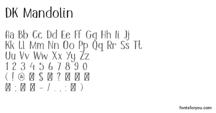 Шрифт DK Mandolin – алфавит, цифры, специальные символы