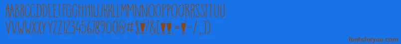 DK Mango Smoothie-Schriftart – Braune Schriften auf blauem Hintergrund