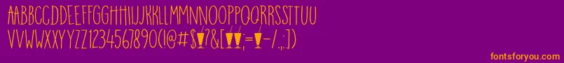 DK Mango Smoothie-Schriftart – Orangefarbene Schriften auf violettem Hintergrund