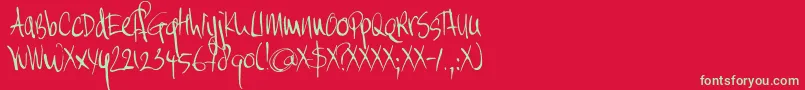 DK Moi Non Plus Font – Green Fonts on Red Background