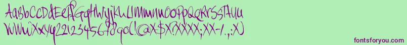 DK Moi Non Plus Font – Purple Fonts on Green Background