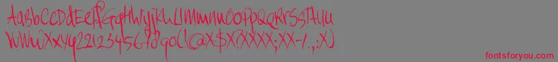 フォントDK Moi Non Plus – 赤い文字の灰色の背景