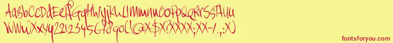 DK Moi Non Plus Font – Red Fonts on Yellow Background