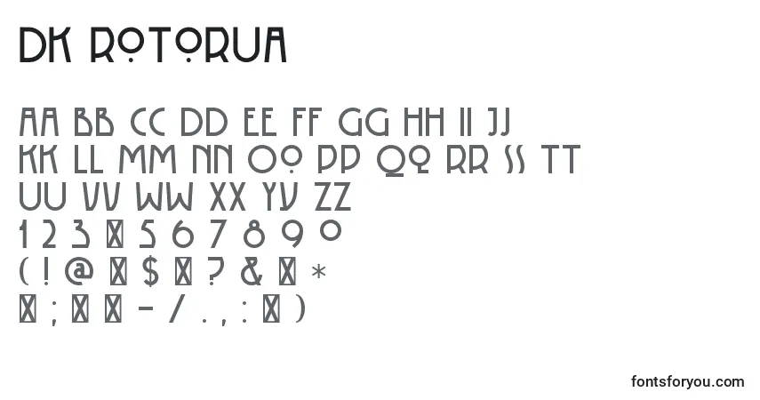 A fonte DK Rotorua – alfabeto, números, caracteres especiais