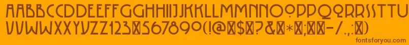 DK Rotorua-Schriftart – Braune Schriften auf orangefarbenem Hintergrund