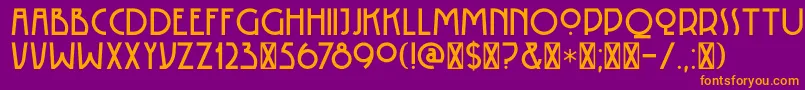 DK Rotorua-Schriftart – Orangefarbene Schriften auf violettem Hintergrund