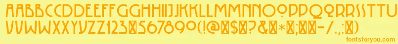 フォントDK Rotorua – オレンジの文字が黄色の背景にあります。