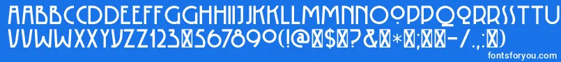DK Rotorua-Schriftart – Weiße Schriften auf blauem Hintergrund