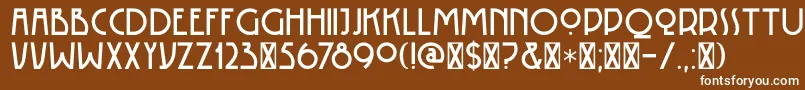 DK Rotorua-Schriftart – Weiße Schriften auf braunem Hintergrund