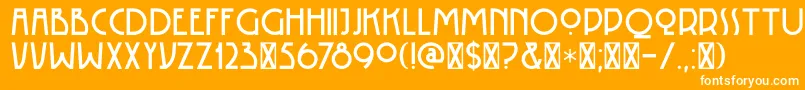 DK Rotorua-Schriftart – Weiße Schriften auf orangefarbenem Hintergrund