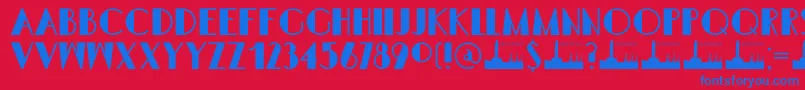 フォントDK Semarang Kolonial – 赤い背景に青い文字