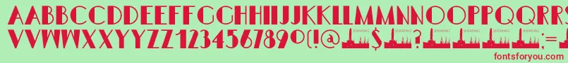 DK Semarang Kolonial-fontti – punaiset fontit vihreällä taustalla