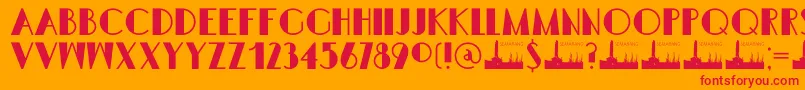 フォントDK Semarang Kolonial – オレンジの背景に赤い文字