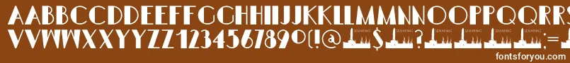 DK Semarang Kolonial-fontti – valkoiset fontit ruskealla taustalla