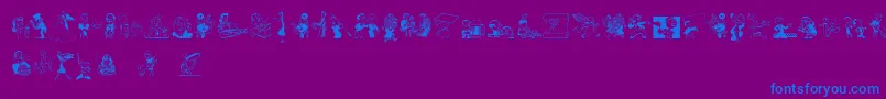 フォントRetrodings – 紫色の背景に青い文字