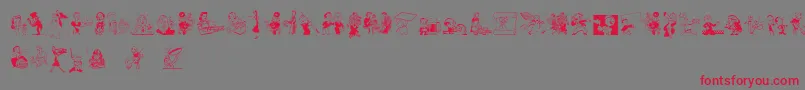 Retrodings-Schriftart – Rote Schriften auf grauem Hintergrund