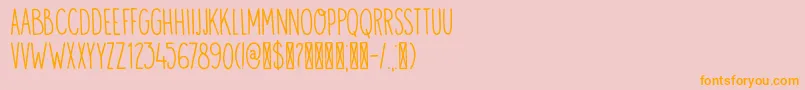 DK Visum-Schriftart – Orangefarbene Schriften auf rosa Hintergrund