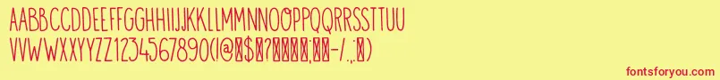 フォントDK Visum – 赤い文字の黄色い背景