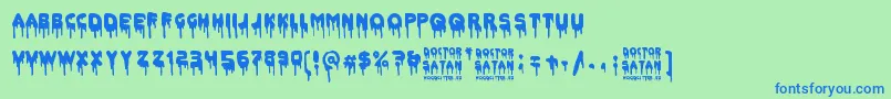 Doctor Satan Font – Blue Fonts on Green Background