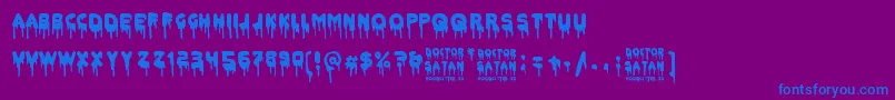 Doctor Satan-Schriftart – Blaue Schriften auf violettem Hintergrund