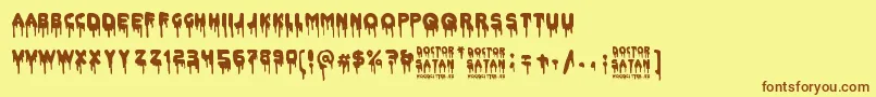 Doctor Satan-Schriftart – Braune Schriften auf gelbem Hintergrund