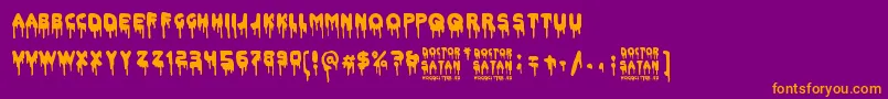 Fonte Doctor Satan – fontes laranjas em um fundo violeta