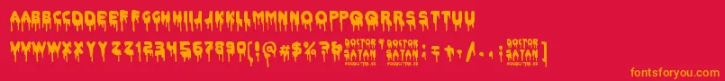 Doctor Satan-fontti – oranssit fontit punaisella taustalla