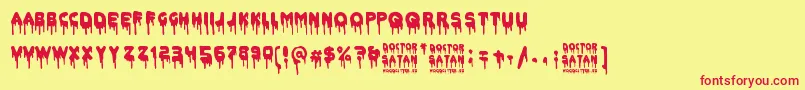 Fonte Doctor Satan – fontes vermelhas em um fundo amarelo